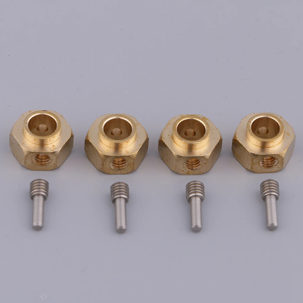 4Pcs 12mm Wheel Hub Brass Hexagonal Adapter Hex Adapter for 1/10 Traxxas TRX4 RC Crawler Truck Car Model