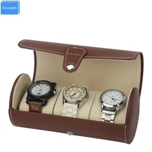 Подарок для мужчин/женщин сбор Organizador круглый PU 3 сетки Переносной Контейнер часы, шкатулки дисплей окно путешествия чехол для переноски