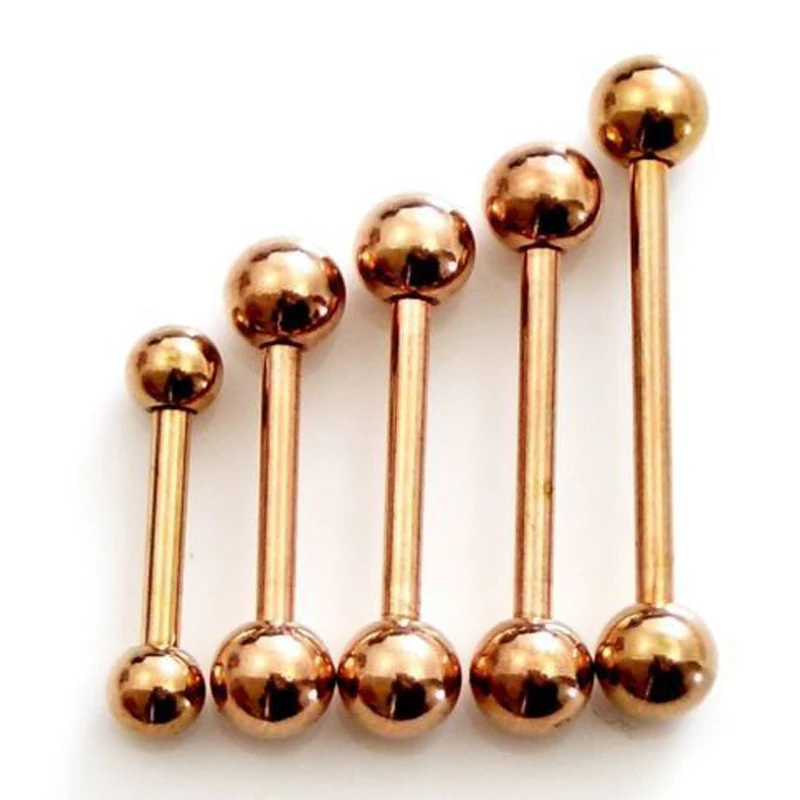 5pcs ROSE GOLD STRAIGHT TONGUE NIPPLE PIERCING BAR, Body Piercing