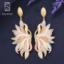 SISCATHY Luxury AAA Cubic Zirconia Paved Wedding Engagement Earrings Fashion Jewelry Cluster Drop Dangle Earrings For Women