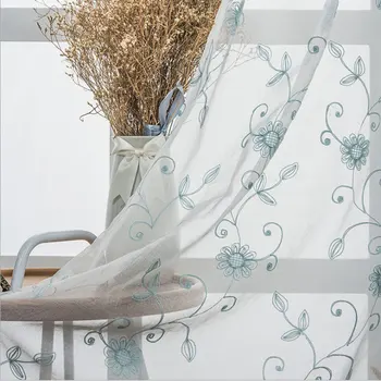 

Finished Feather Embroidered Sheer Curtains White Cheap Curtains for Living Room Bedroom Window Tulle Curtain for Kitchen Door