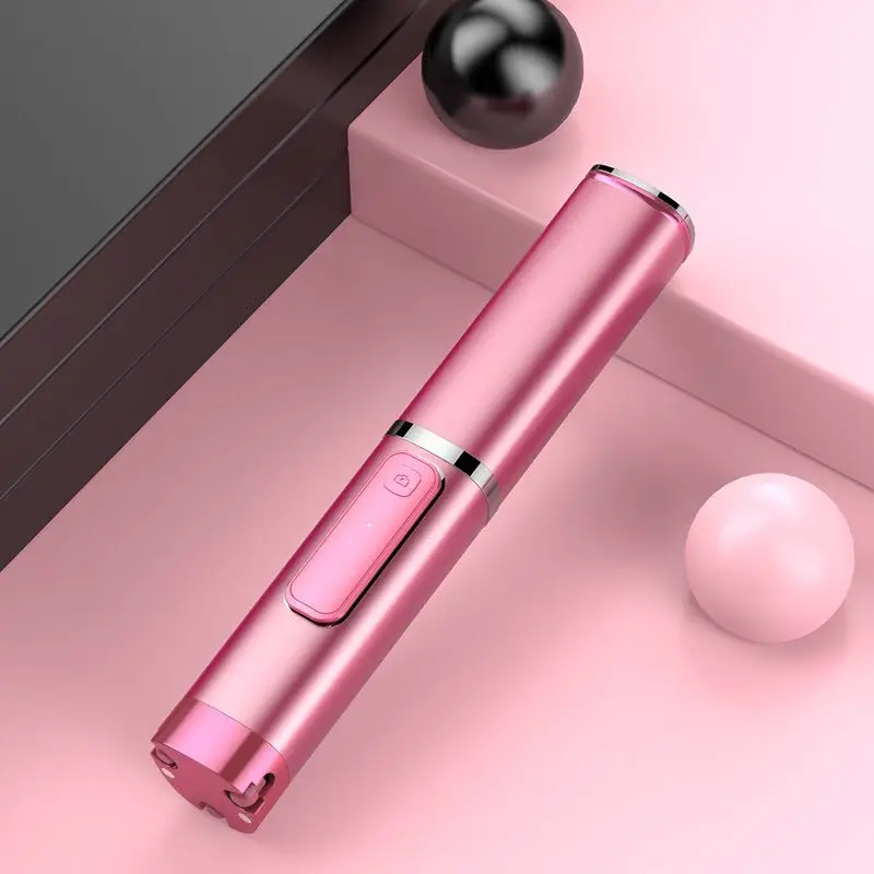 1 шт. портативный Bluetooth с кнопкой палка для селфи встроенный штатив телефон кронштейн Bluetooth пульт дистанционного управления для Iphone huawei Xiaomi - Цвет: Розовый