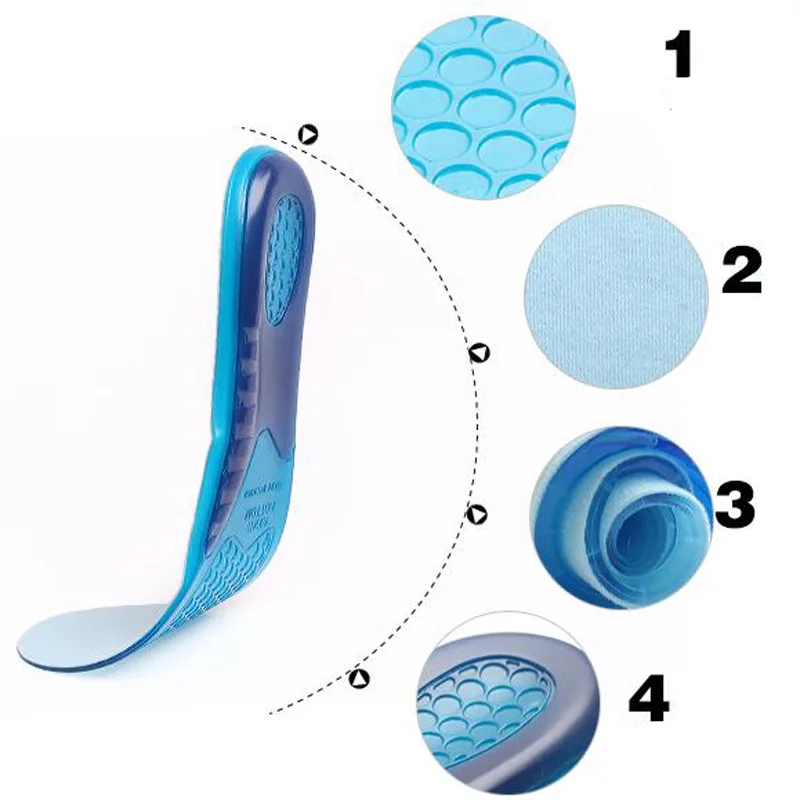 JUP 3 Pairs Silicon Gel Can Be Free to Cut Breathable  Orthotic Arch Support Massaging Insoles Military Training Shock Absorber