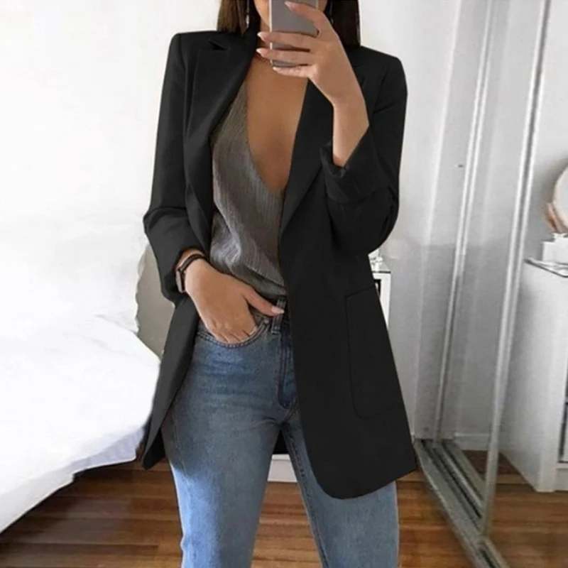 

Laamei New Spring Fashion Blazer Jacket Women Suit European Style Work OL Blazer Long Sleeve Mujer Blazer Outerwear