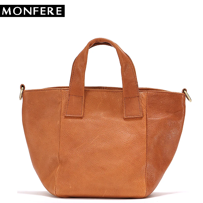 MONFEE Brand Female Shoulder Bag Italian Leather Handbag Ladies Retro Big Capacity Bucket Tote ...