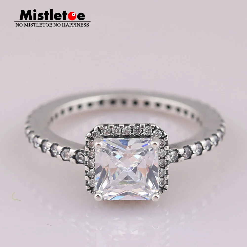 

Mistletoe 100% 925 sterling Silver Timeless Elegance Ring, Clear CZ Compatible with European Jewelry