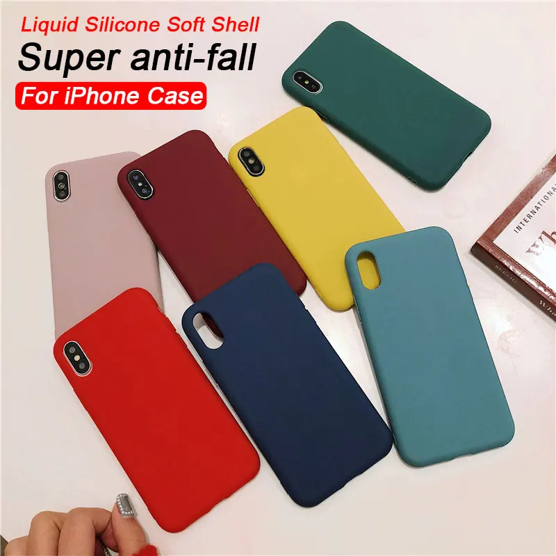 

Soft Silicone Phone Case On For iPhone 7 8 Plus 6 X XS Anti-fall shell For iPhone 6 6s Plus 7 8 XS Max XR protection case