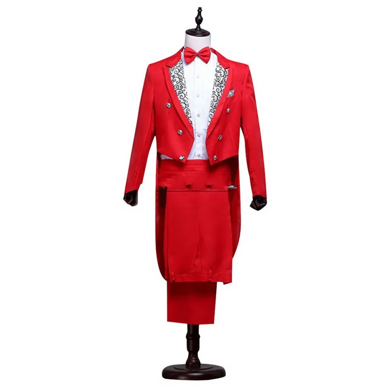 NIBESSER мужской смокинг костюм классический формальный черный белый красный фрак смокинг Свадебный костюм жениха мужской Выпускной Банкетный сценический костюм