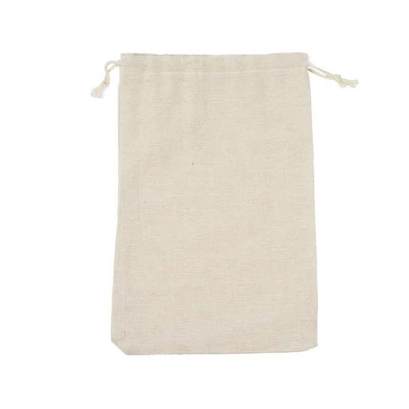 50pcs White Cotton Sacks Jute Bags Natural Burlap Gift Candy Pouch Drawstring Bags Wedding Party Favor Pouch Gift Storage bags