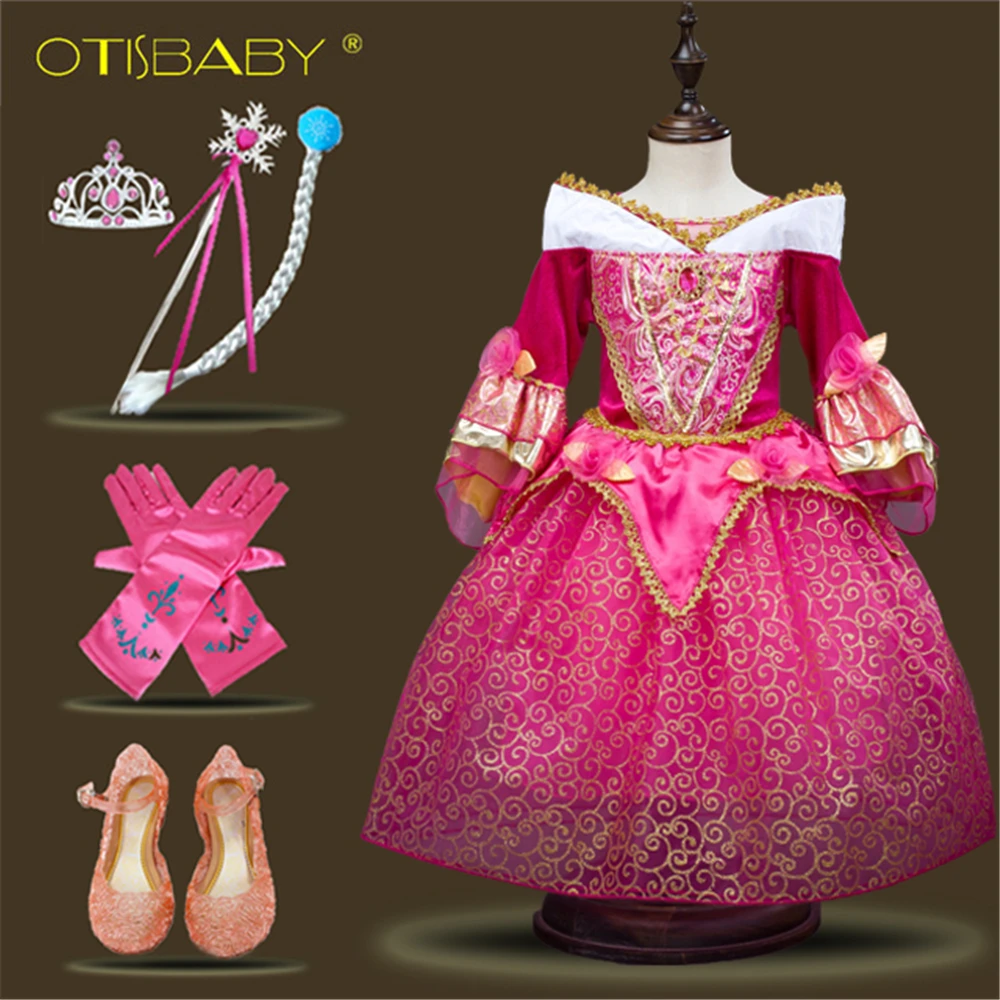 

HOT Floral Girls Cinderella Princess Sofia Dress Party Uniformal Children Girls Clothes Kids Sleeping Beauty Girl Dress Ceremony