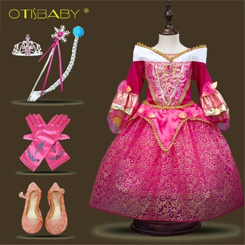 

HOT Floral Girls Cinderella Princess Sofia Dress Party Uniformal Children Girls Clothes Kids Sleeping Beauty Girl Dress Ceremony