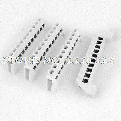 

4pcs White 10 Positons Zero Line Row Copper Tone Terminals Block