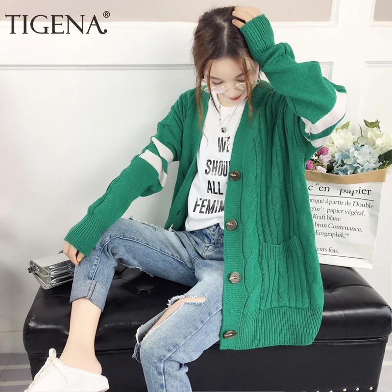TIGENA Clearance Thick Warm Knitted Long Cardigan Women |