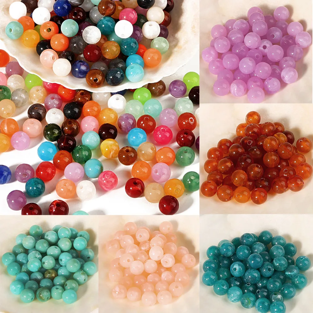 

Hot New 6mm 8mm 10mm Acrylic Beads Handmade DIY Necklace Bracelet Jewelry Fashion Jewelry Making Wholesale 30-100pcs/lot