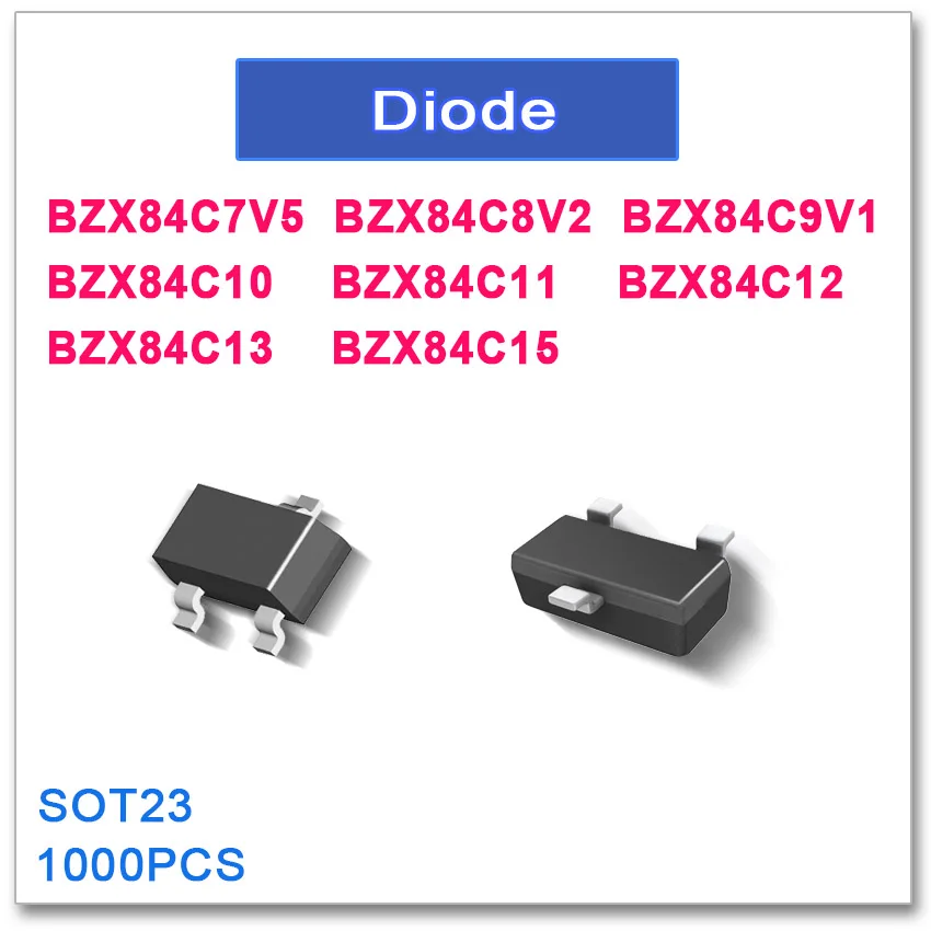 1000PCS-SOT23-BZX84C7V5-BZX84C8V2-BZX84C9V1-BZX84C10-BZX84C11-BZX84C12 ...