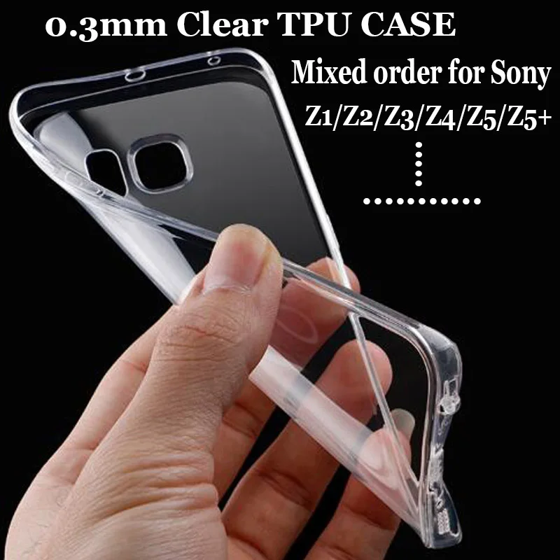 

50pcs for Sony z5/z5 mini/z5 premium/z5 plus/ z3 mini TPU CASE 0.3mm Ultra Thin Slim TPU Crystal clear Case Skin