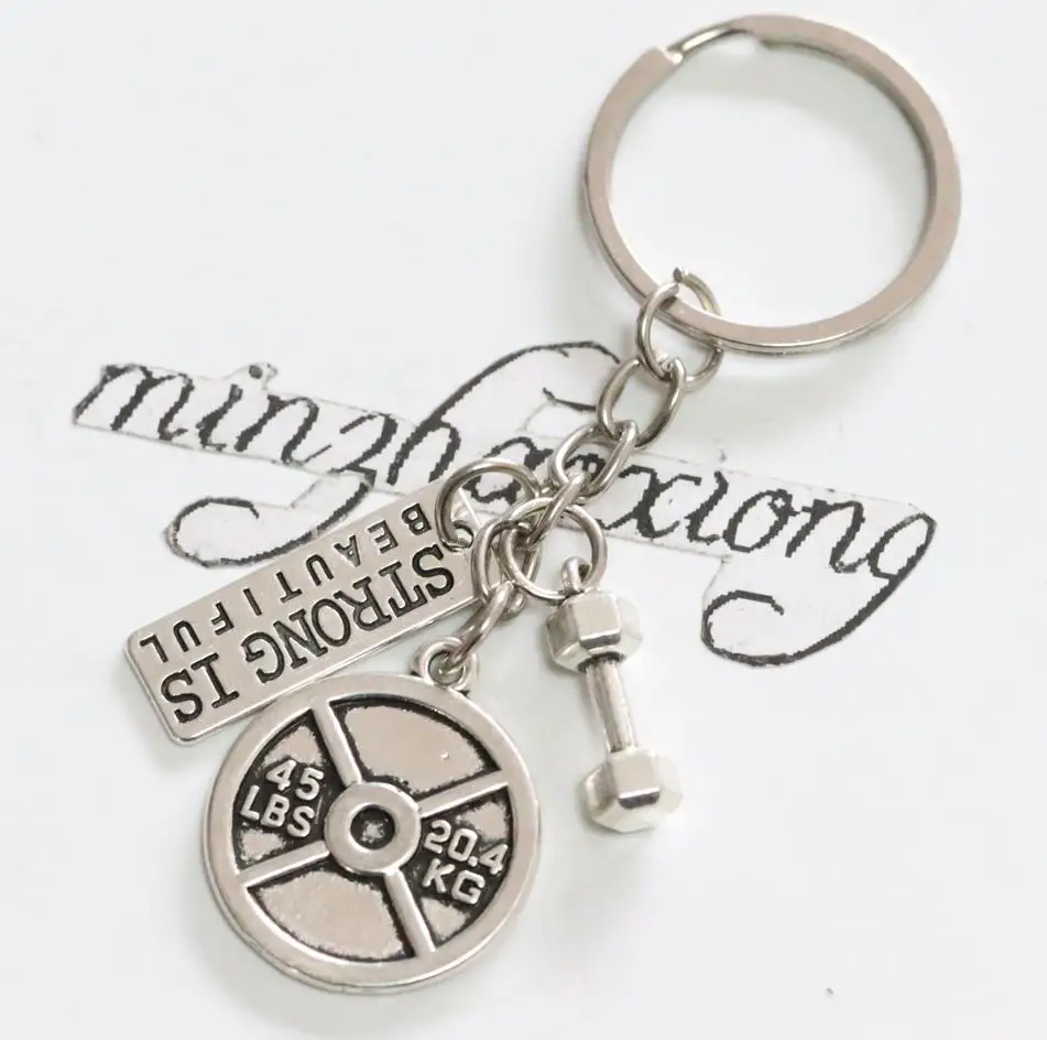 

Dumbbell 45lb Strong is Beautiful,Weightlifting Keychain,Exercise,Gym,crossfit