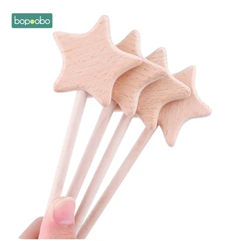 

Bopoobo Baby Toys 2pcs Beech Wooden Star Teething Montessori Toys Waldorf Toy Baby Wooden Baby Teething Play Gym Baby Rattle