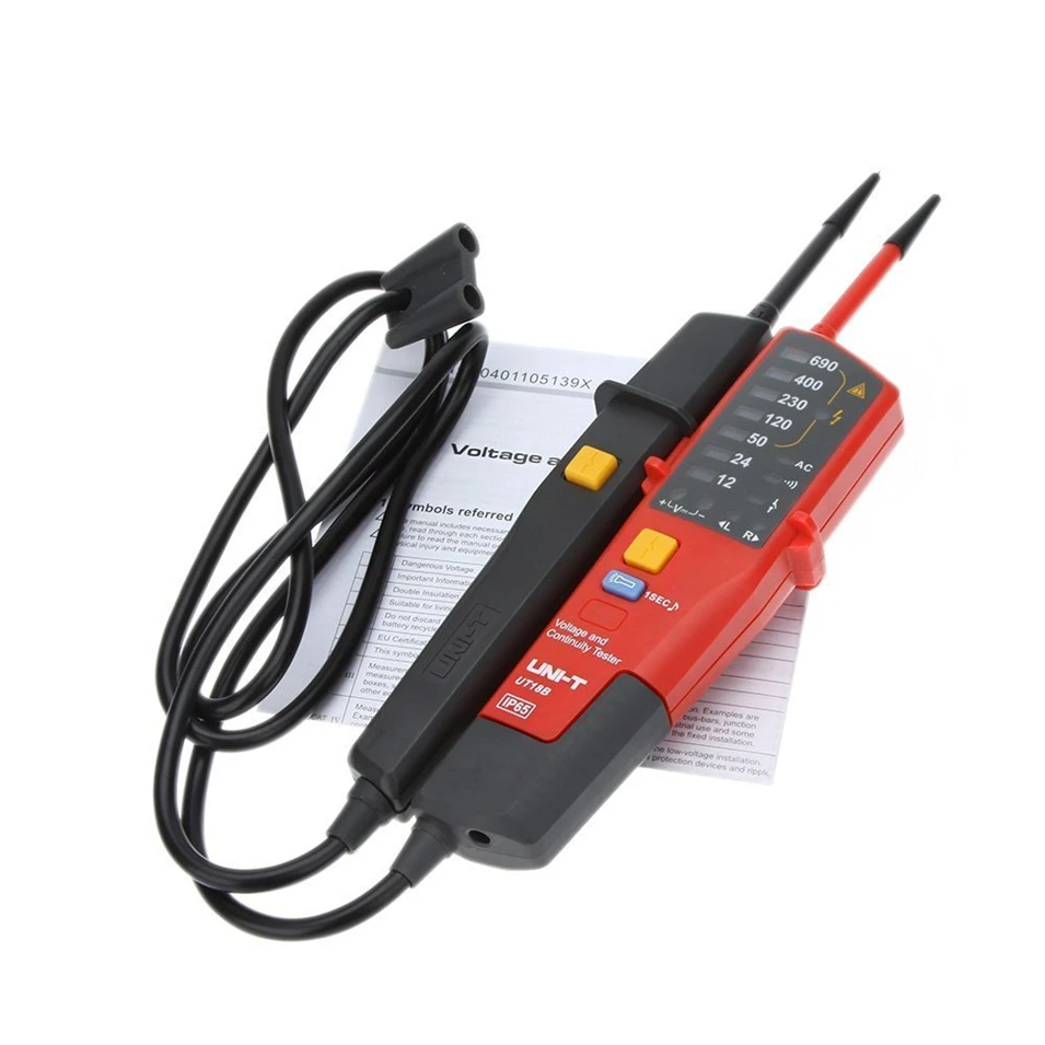 

1pcs UNI-T UT18B Auto Range Voltage Meter Continuity Test Tester With RCD Test LED Indication and No Battery Detection Detector