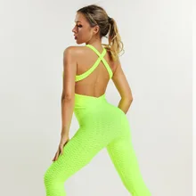 Одежда для фитнеса, Женский цельный спортивный костюм с открытой спиной, комплект для тренировок, спортзала, фитнеса, комбинезон, штаны, сексуальное Бандажное боди для спортзала