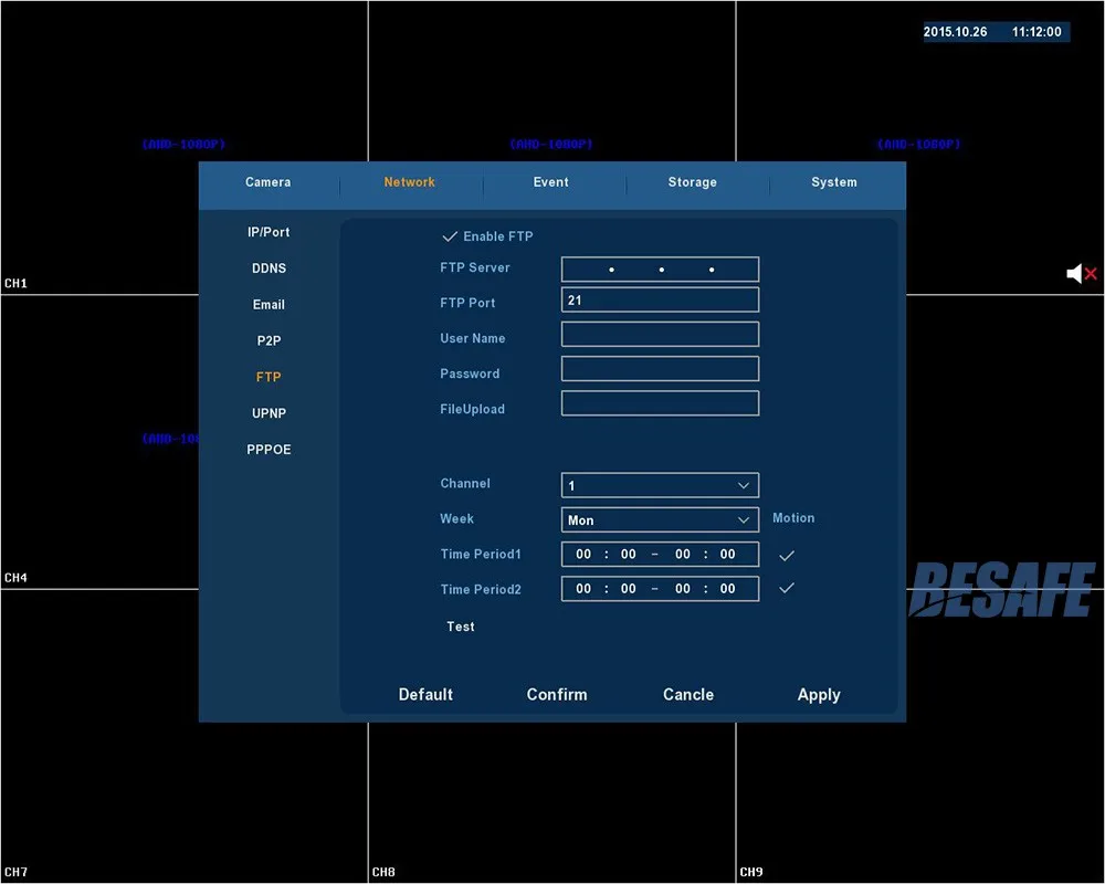 DVR menu-ftp