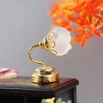 

1:12 Dollhouse Frosted Rose Dollhouse Lamp Miniature Lamp Light Simulation Model Metal Led Electronics Lamp Dollhouse Decoration