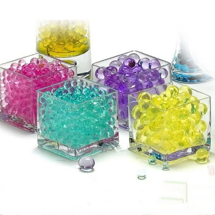 100pcs/ bag Crystal soil potted multicolor crystal beads gel ball polymer hydrogel crystal beads growth magic jelly wedding