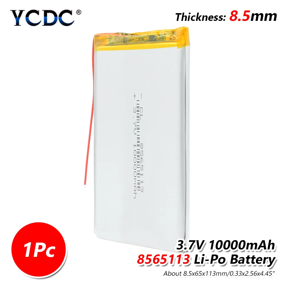 1/2/4 шт 3,7 v 10000mAh 8565113 4,45x2,56x0,3"(Д x Ш x В) литий-полимерный аккумулятор Батарея литий-ионный аккумулятор Li-Po цифровой Камера электронная книга планшетный Батарея заменить - Цвет: 1 piece