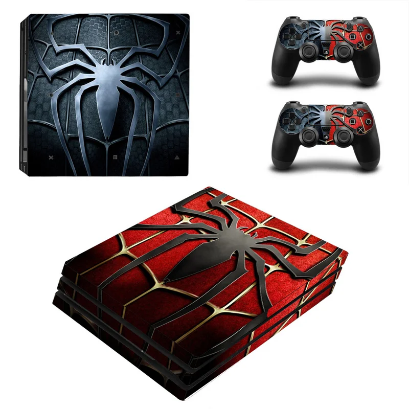 Spiderman Design Skin Sticker For Sony Playstation 4 Pro Console & 2PCS Controller Skin Decal For PS4 Pro Game Accessories Spiderman Design Skin Sticker For Sony Playstation 4 Pro Console & 2PCS Controller Skin Decal For PS4 Pro Game Accessories