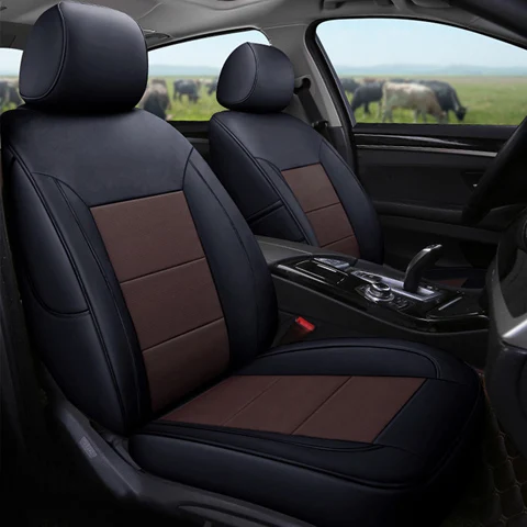 AUSFTORER натуральная кожа 3 ряда 6 и 7 чехол для сиденья для Volkswagen(VW) Sharan 2011- автомобильные чехлы для автомобильных сидений Аксессуары - Название цвета: Black X Coffee