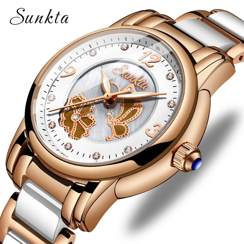 

SUNKTA2019 New Listing Rose Gold Watch Women Quartz Watches Ladies Top Brand Luxury Female Watch Girl Clock Relogio Feminino+Box