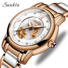 SUNKTA2019 Rose Gold Women Watches Quartz Watch Ladies Top Brand Luxury Female Watch Girl Clock Relogio Feminino Watch Women+Box top brand luxury gold women watches steel quartz ladies rose bracelet watch casual clock lovers girl simple wristwatch relogio