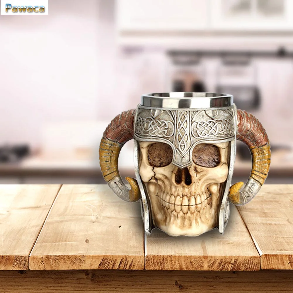 Кружка с черепом из нержавеющей стали 3d кружка для чая пива креативная