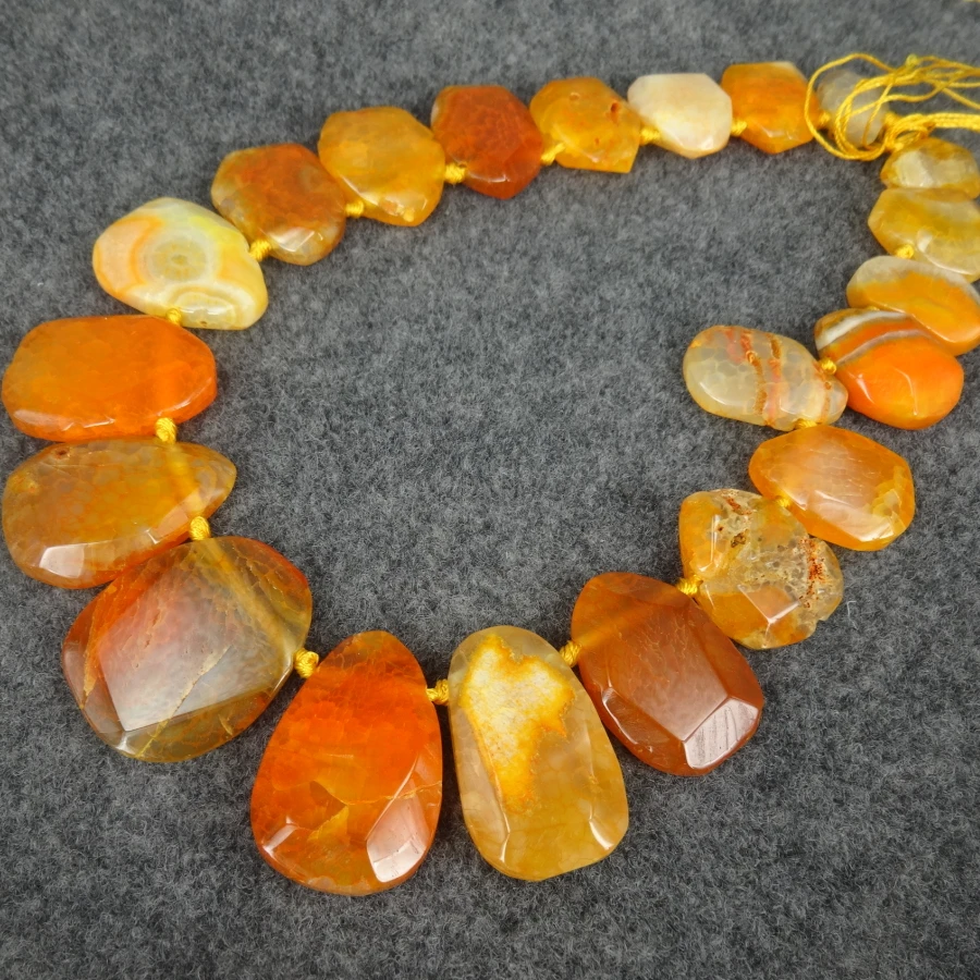 

15.5inch/Full Strand Orange Color Druzy Gems Stone Beaded - Slab Slice Raw Connector Beads Pendant Polished- C-1917