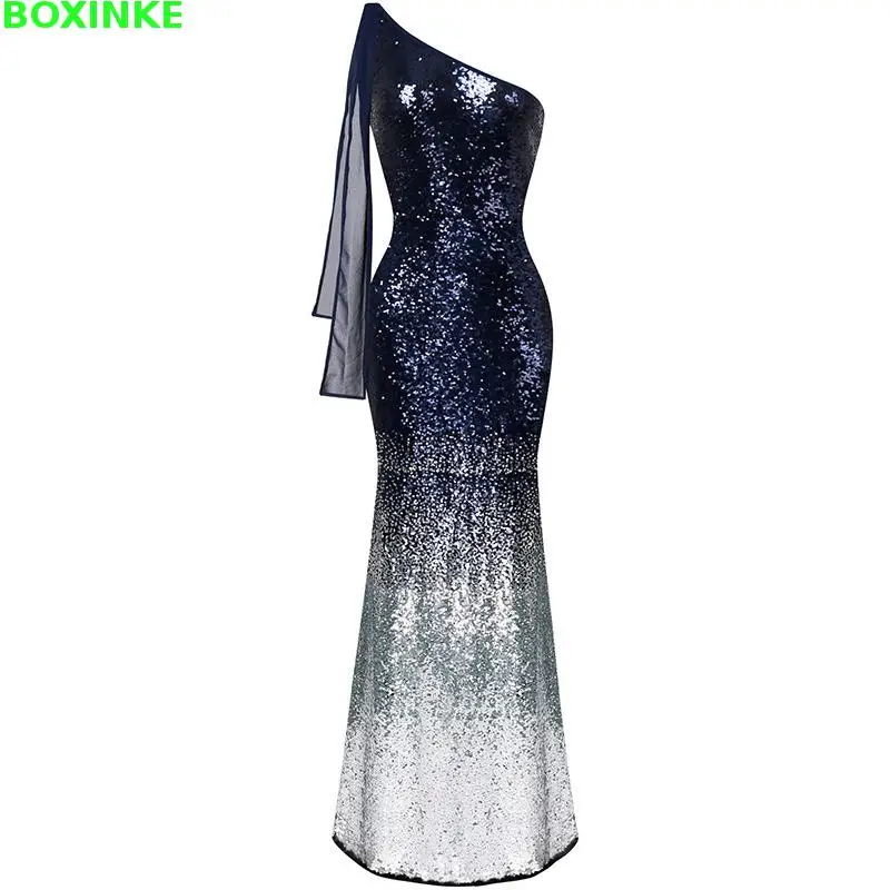 

2019 Vestidos De Fiesta Sexy & Club Sheath Patchwork Robe Plus Size New Women's Dress, Sequins Stitching, Shoulder Length Dress