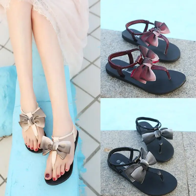 

SAGACE Shoes Sandals Fashion Solid Flower Round Toe Shoes Flat Heel Sandals Slipper Beach sandals summer 2018MA10