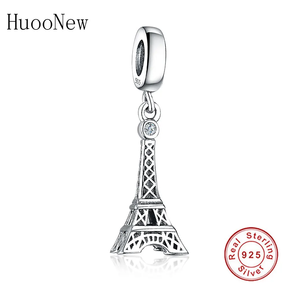 

HuooNew Fit Original Pandora Charms Bracelet 925 Sterling Silver France iffel Tower Beads For Jewelry Making Berloque Valentine