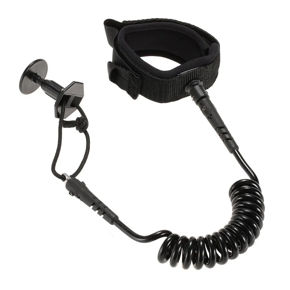 Wrist Leash Coiled Cord Surfing Boats Wrist Ankle Leash with Leash Plug for Surf Board Paddle Body Board Bodyboarding Black