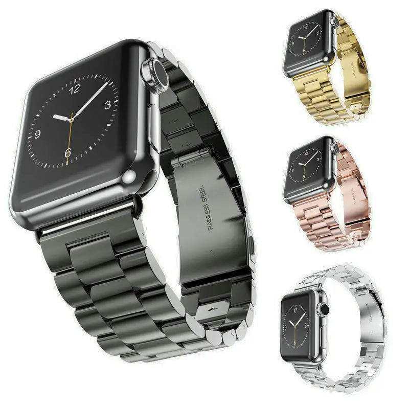 Складная Пряжка для Apple Watch 38 40 42 44 мм черный золотистый ремешок из нержавеющей