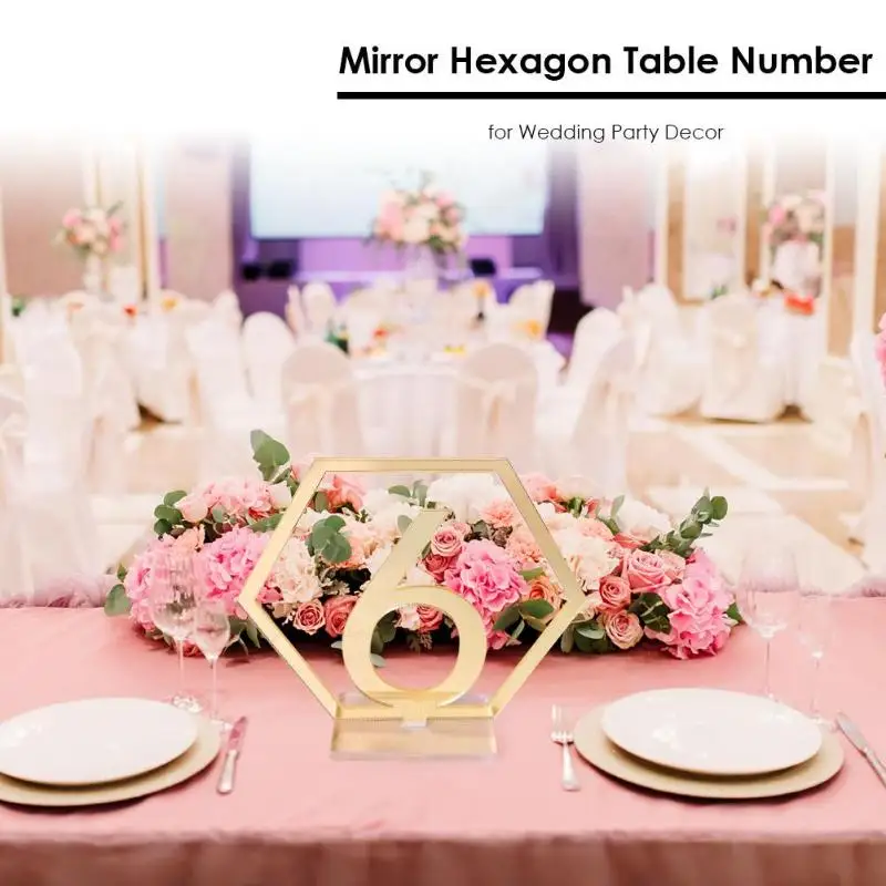 Шестигранные таблички на стол с цифрами акриловые серебристые золотые римские цифры для свадебных сидений открытки на день рождения украшения ресторана