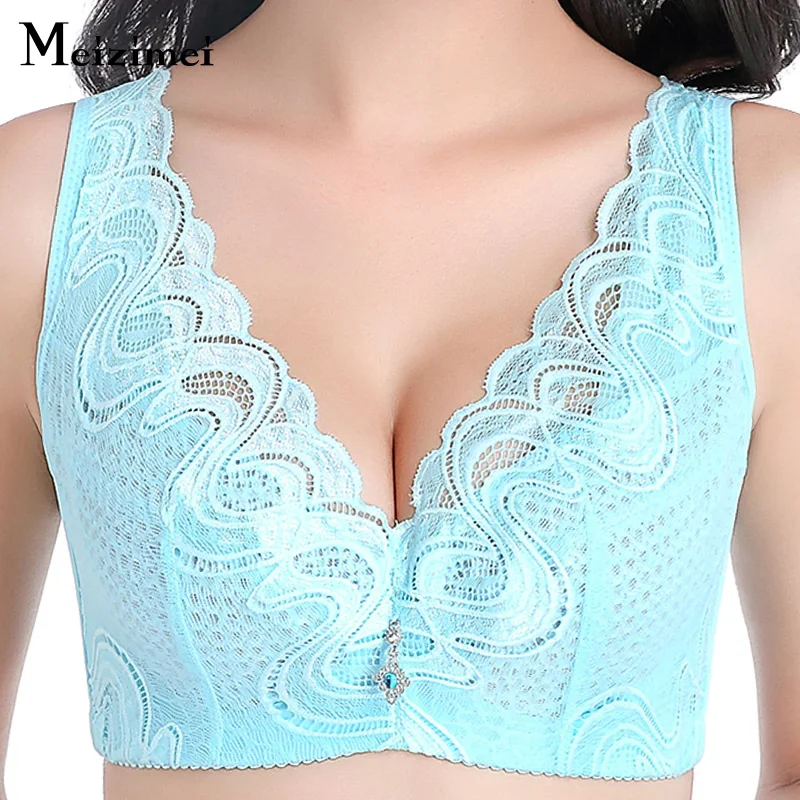 2017 Plus Size vest Bra bh Push Up Lace full cup Large Size Bras For Womens Underwear lolitas elastic mesh Brassiere max 95 C D