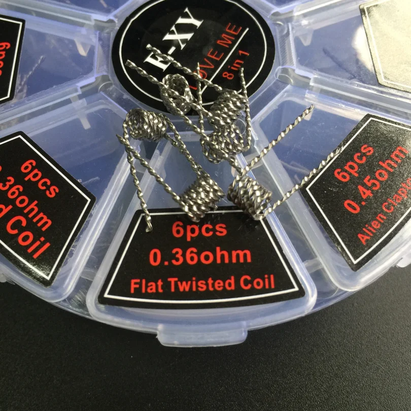 E-XY 8 в 1 проволочные готовые катушки Clapton Quad Tiger Hive Alien Fused Clapton Mix Twisted Coil fit DIY распылитель