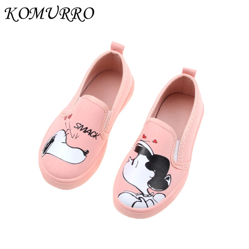 Children Canvas Shoes Girl Spring Cute Flat Shoes With Rubber Sole Girls Casual Graffiti Slip-On Kid Canvas Shoes tenis infantil