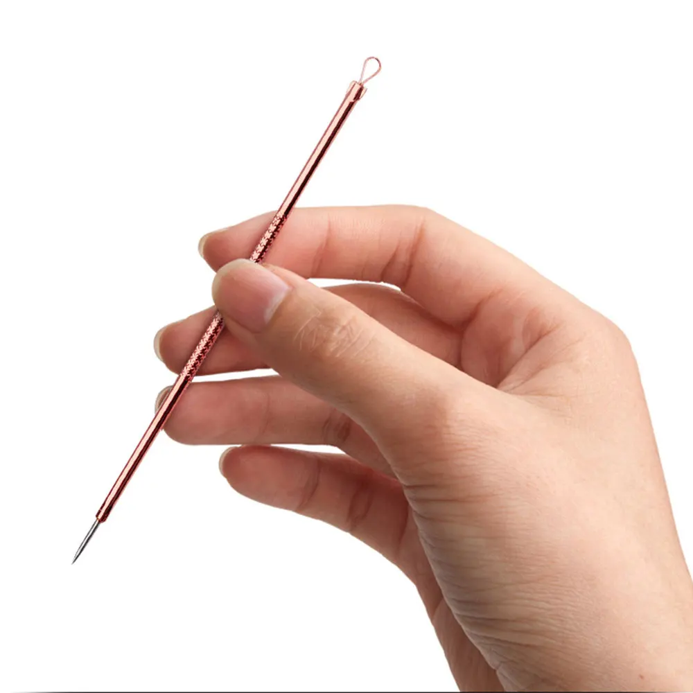 4 PCS Rose Gold Acne Removal Double Head Needle Pimple Blackhead remove Treatment Acne Needle Acne Remover Pull