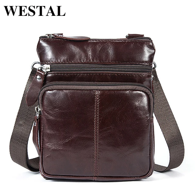 WESTAL Small Messenger Bags Men Women Bag Genuine Leather Designer Crossbody Bag Shoulder ...