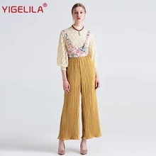 YIGELILA Последние Новые для женщин Комбинезоны для Модные повседневное спинки лоскутное вышитая подвеска 5421