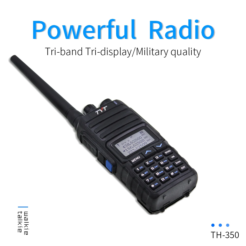 TYT TH-350 Walkie Talkie Tri Band 136-174MHz 220-260MHz 400-470MHz Tri display 5W высококачественный двухсторонний fm-приемопередатчик