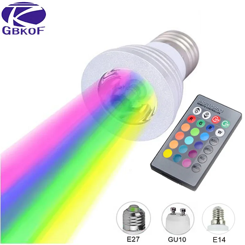 

E27 E14 GU10 MR16 3W RGB LED Lamp 16 Color LED Spot Light with IR Remote Controller LED Bulb for Home Party Christmas Decoration
