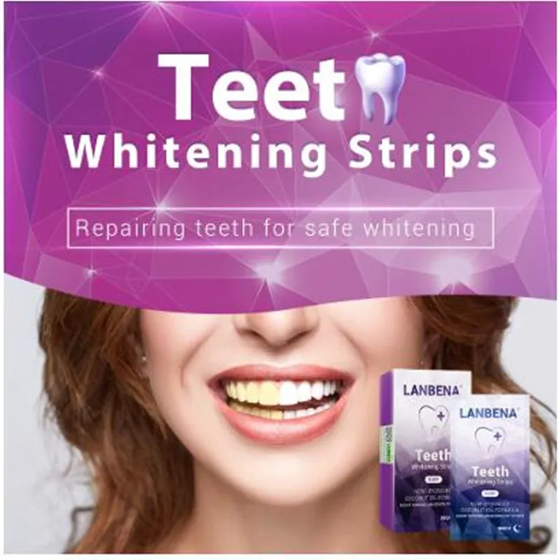 

LANBENA Teeth Whitening Strips For Night Oral Hygiene Teeth Veneers White Strips Removes Plaque Stains Easy Carry 7 Pairs / Box