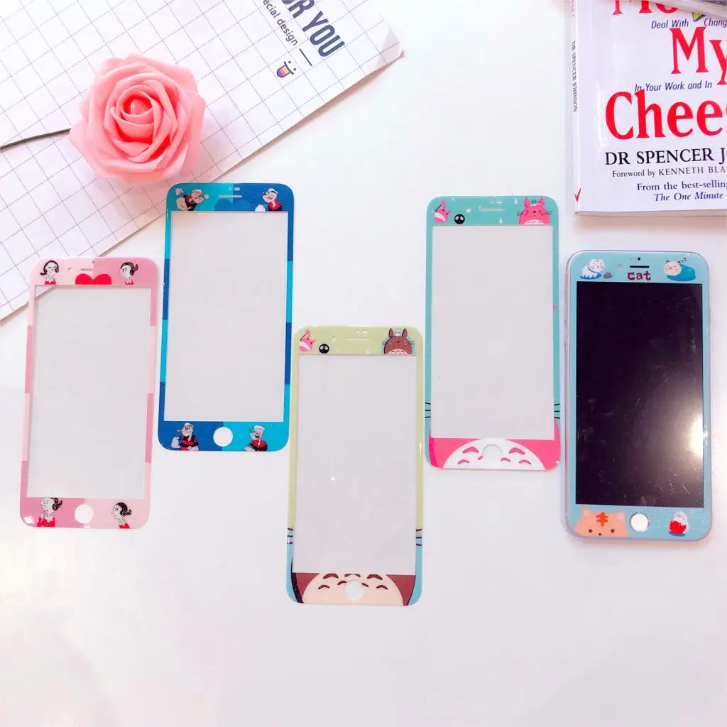 

Rlenda Screen Protector Cartoon My neighbor totoro Popeye Tempered Glass Film for iPhone 6s 6 7 8 plus 3D Full Coverage Glass